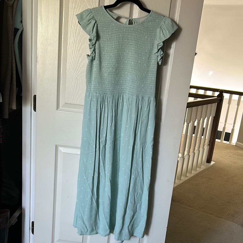 A New Day Green Ruched Ruffled Sundress